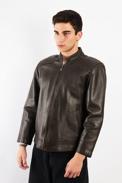 2000 Vintage Chocolate Bomber Jacket (S/M)