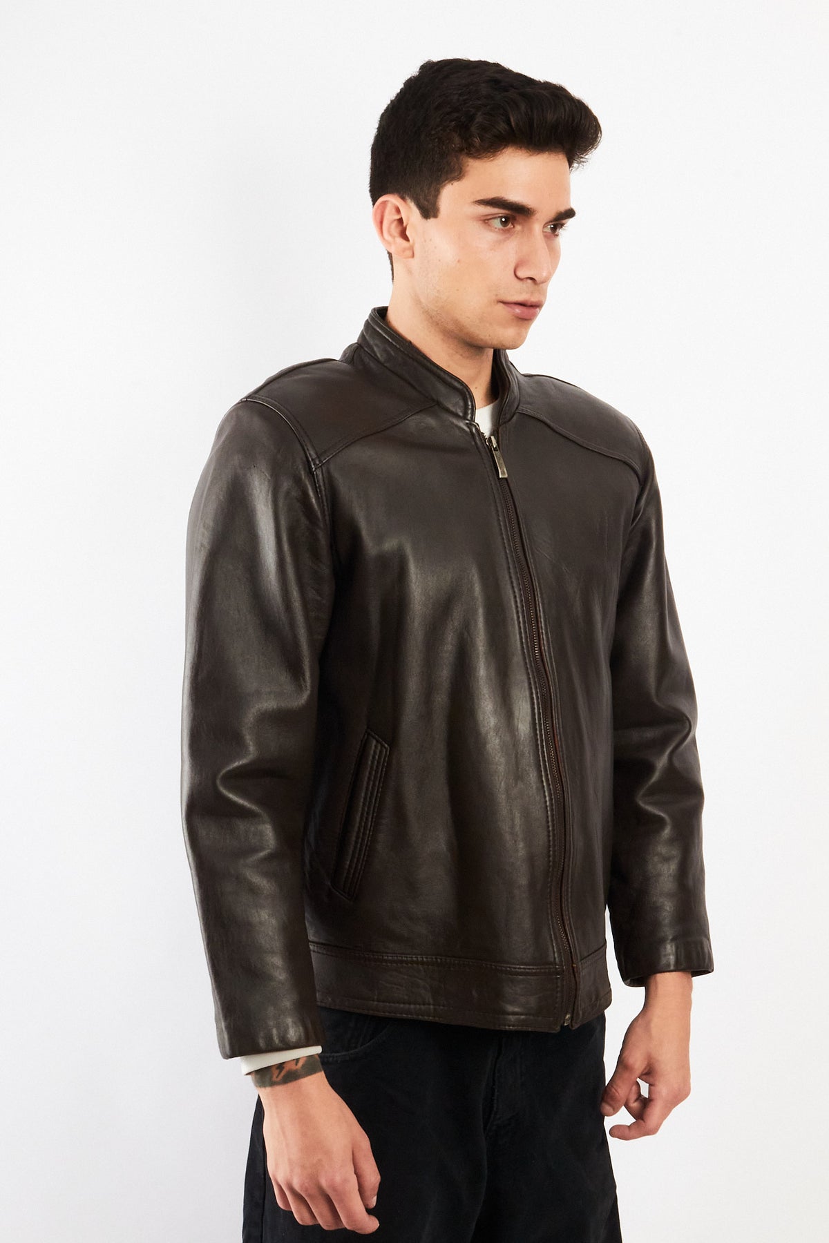 2000 Vintage Chocolate Bomber Jacket (S/M)