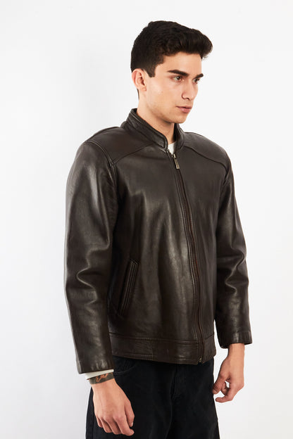 2000 Vintage Chocolate Bomber Jacket (S/M)