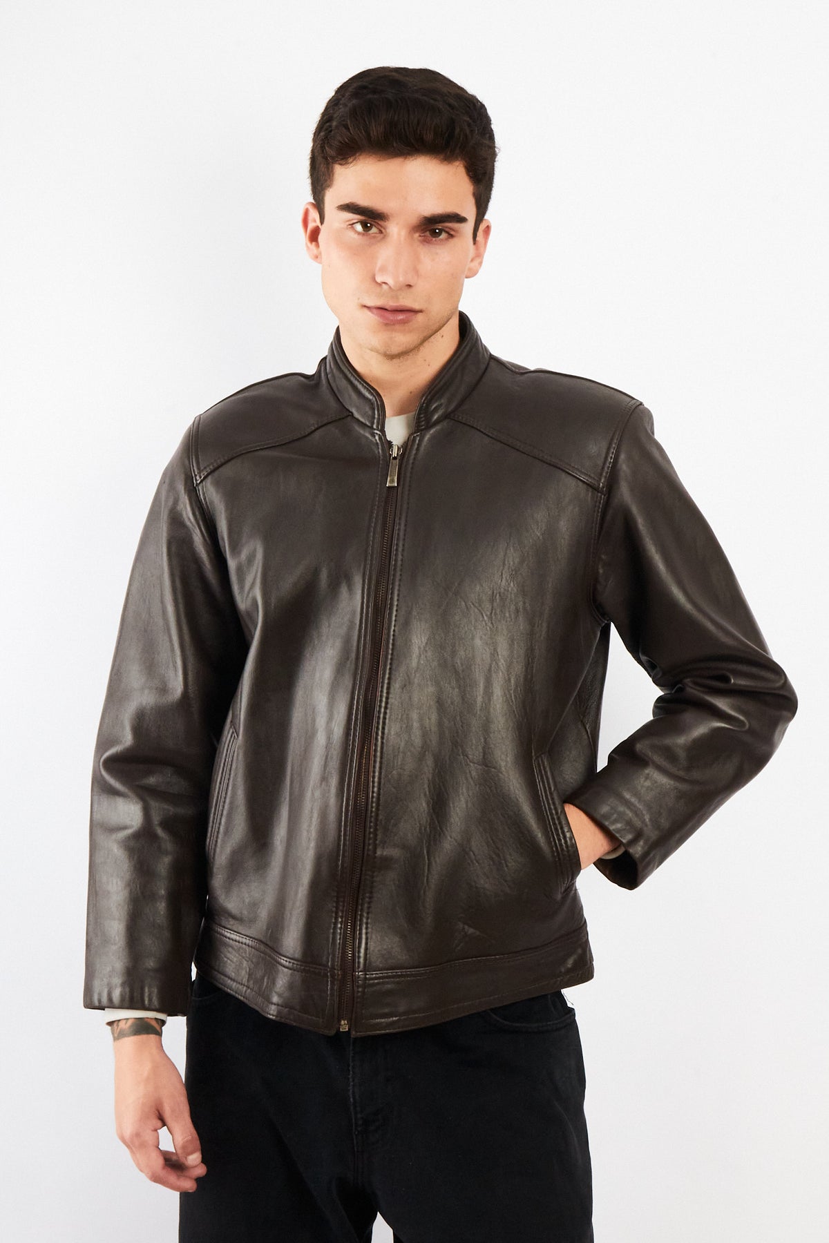 2000 Vintage Chocolate Bomber Jacket (S/M)