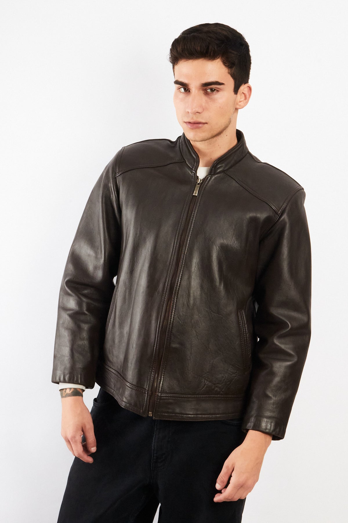 2000 Vintage Chocolate Bomber Jacket (S/M)