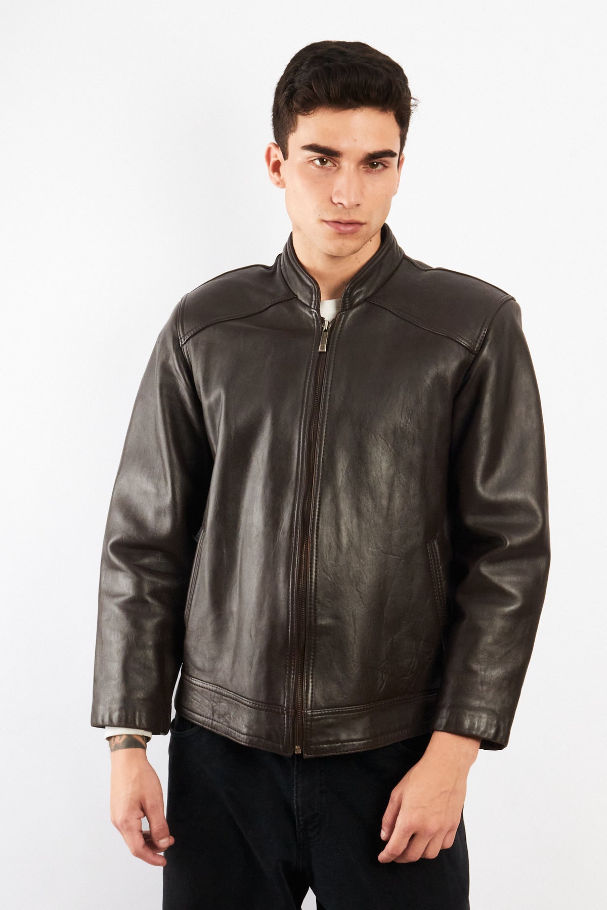 2000 Vintage Chocolate Bomber Jacket (S/M)