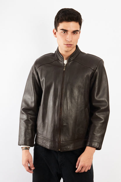 2000 Vintage Chocolate Bomber Jacket (S/M)