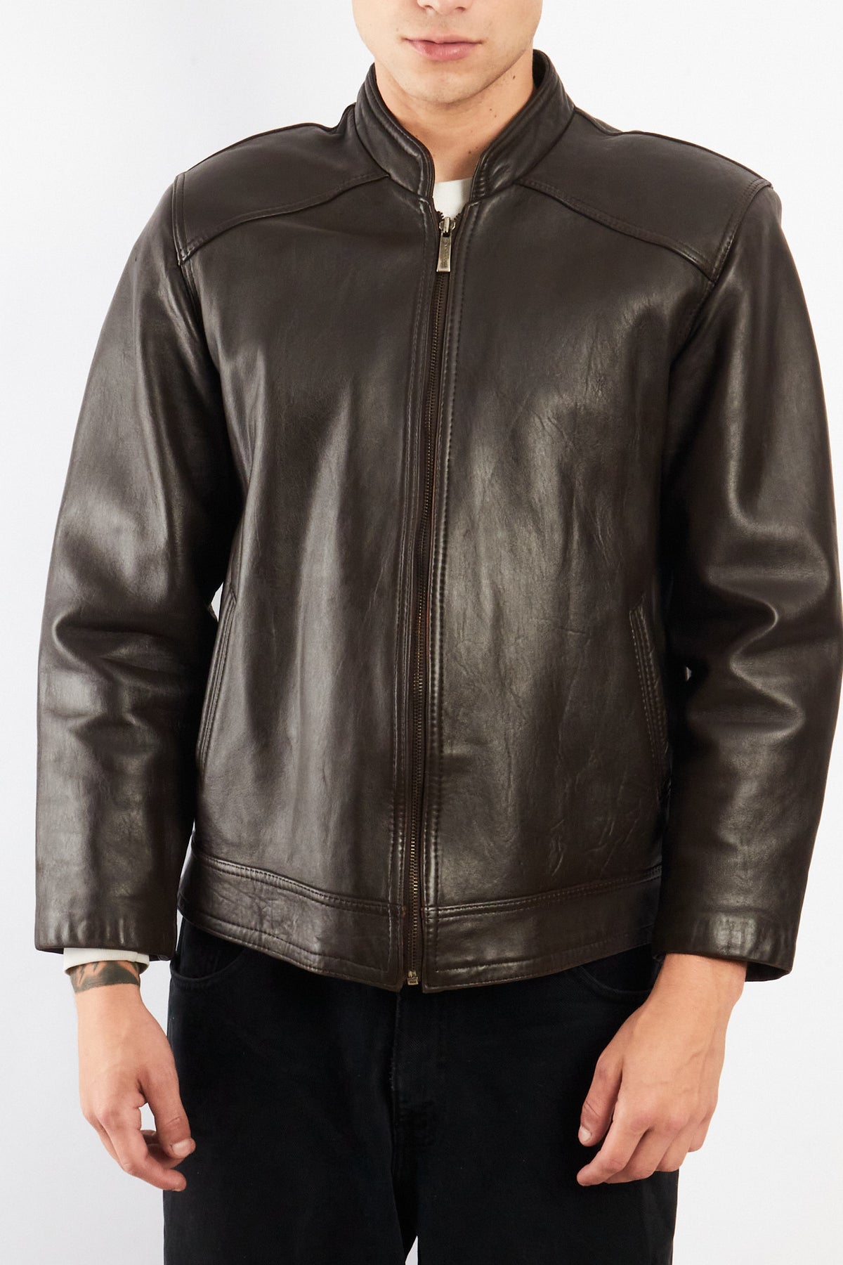 2000 Vintage Chocolate Bomber Jacket (S/M)