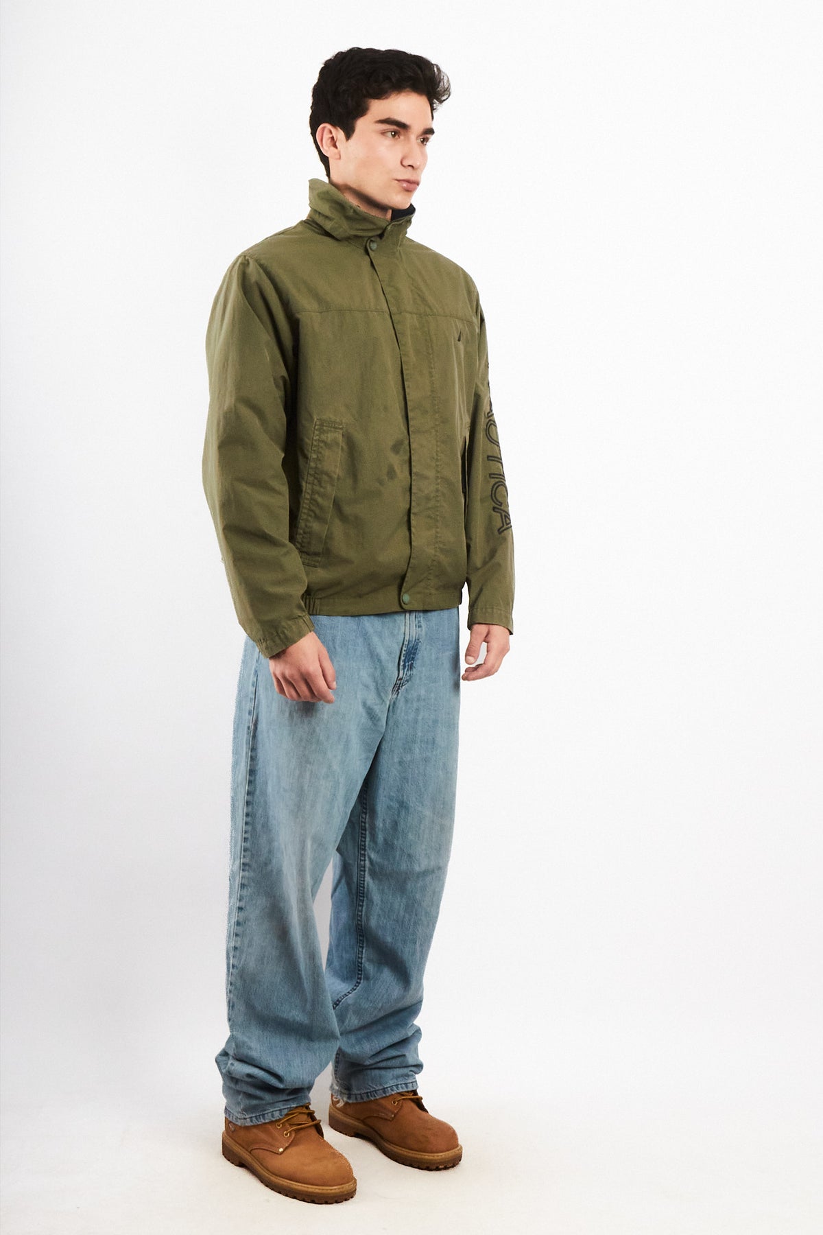 2000 Vintage Nautica Army Green Spellout Jacket (M)