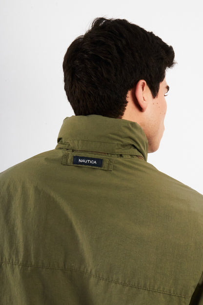 2000 Vintage Nautica Army Green Spellout Jacket (M)