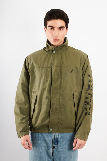 2000 Vintage Nautica Army Green Spellout Jacket (M)