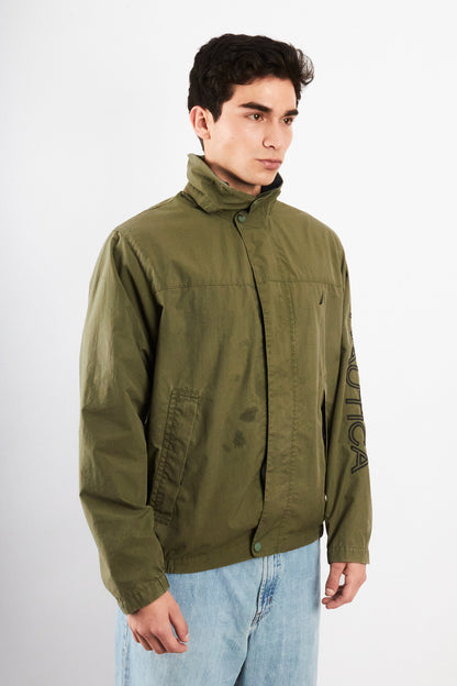 2000 Vintage Nautica Army Green Spellout Jacket (M)