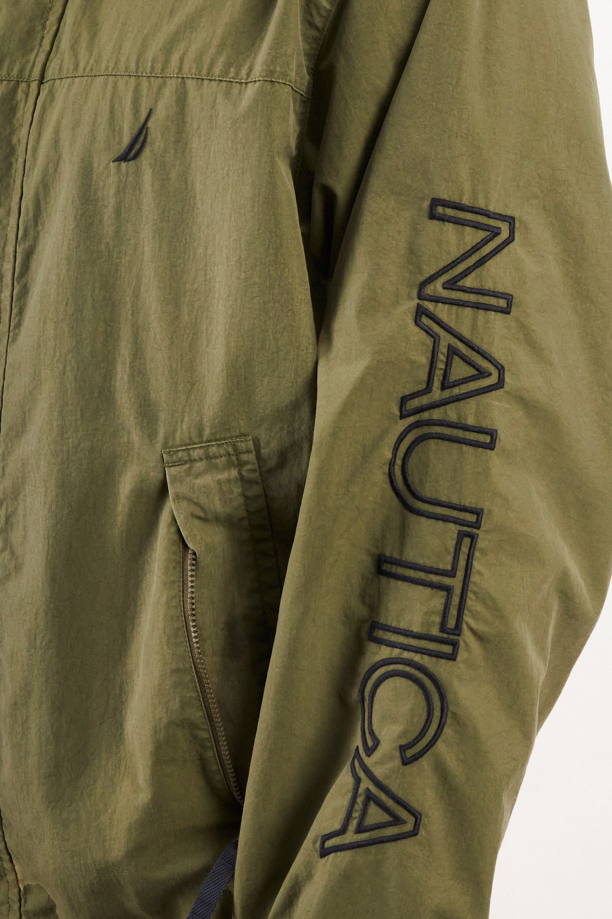 2000 Vintage Nautica Army Green Spellout Jacket (M)