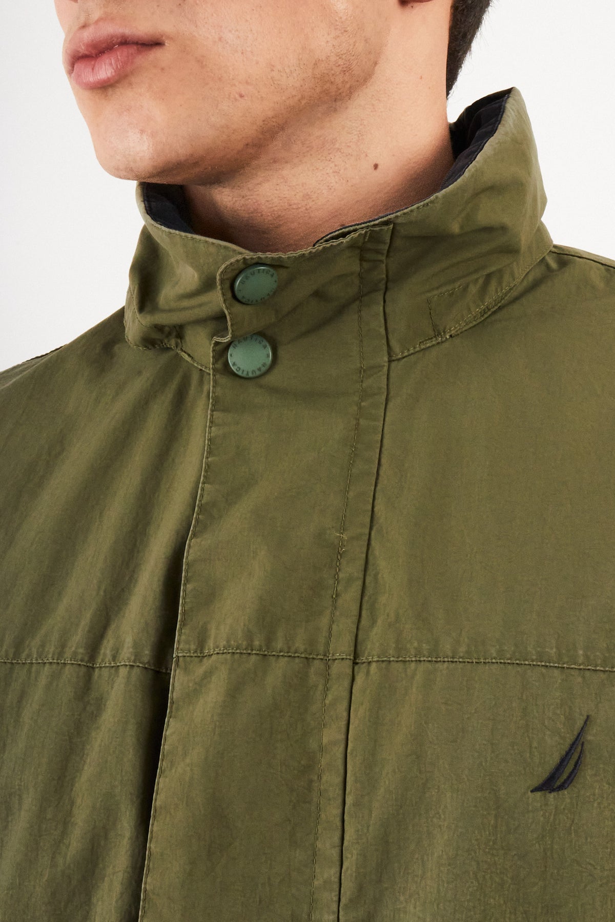 2000 Vintage Nautica Army Green Spellout Jacket (M)