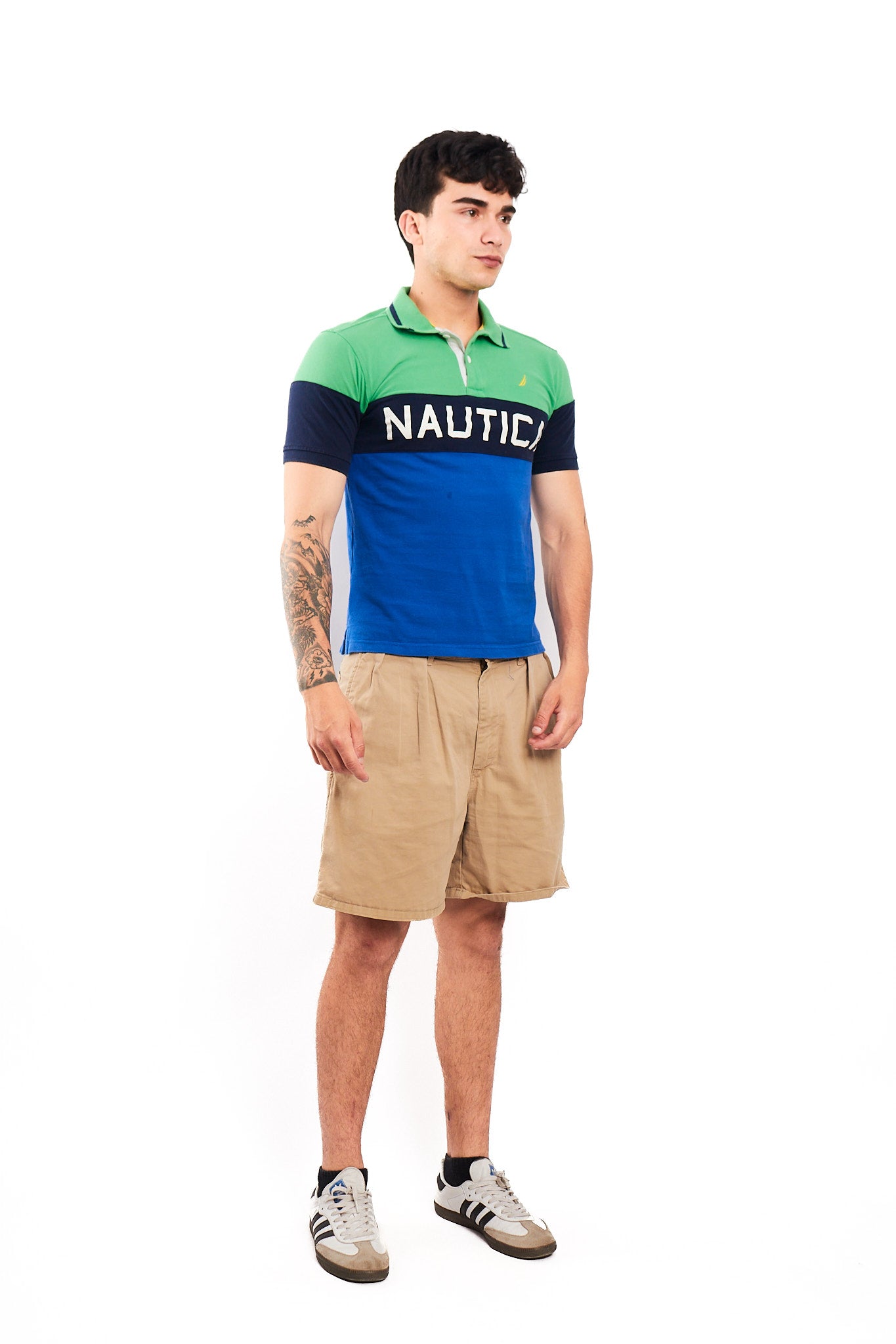 2000 Nautica Colorblock Big Logo Polo Shirt (S)