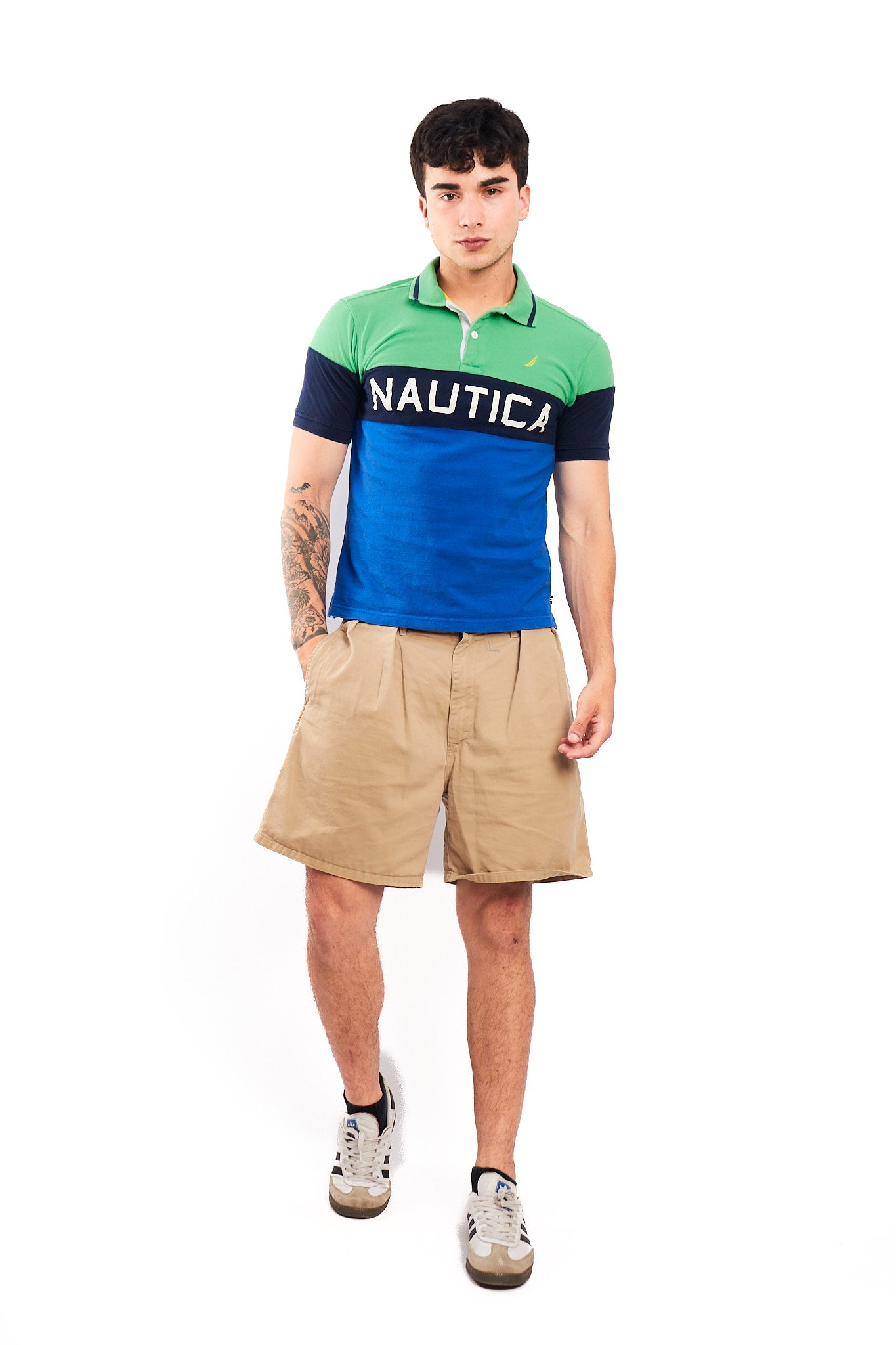 2000 Nautica Colorblock Big Logo Polo Shirt (S)