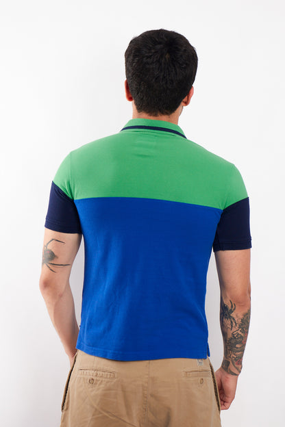 2000 Nautica Colorblock Big Logo Polo Shirt (S)