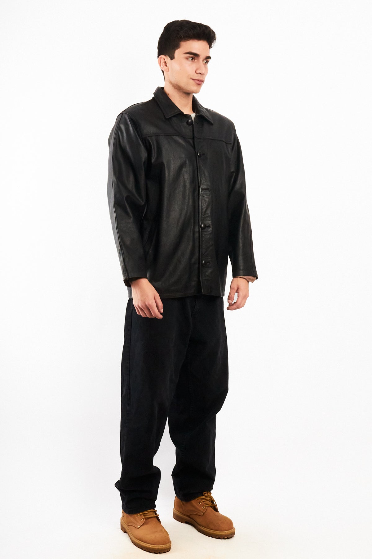 2000 Vintage Black Leather Trench Coat (M/L)