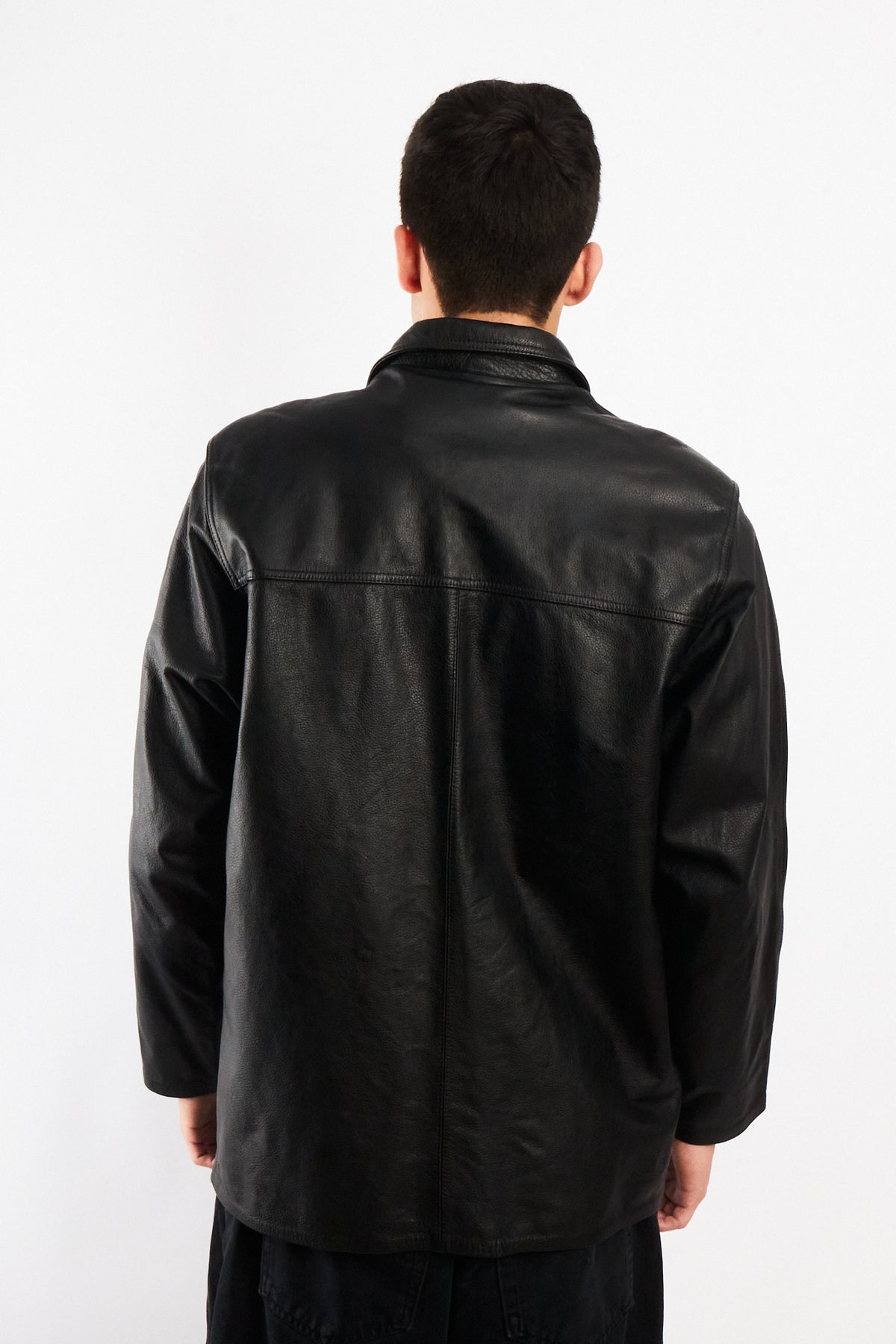2000 Vintage Black Leather Trench Coat (M/L)
