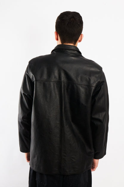 2000 Vintage Black Leather Trench Coat (M/L)