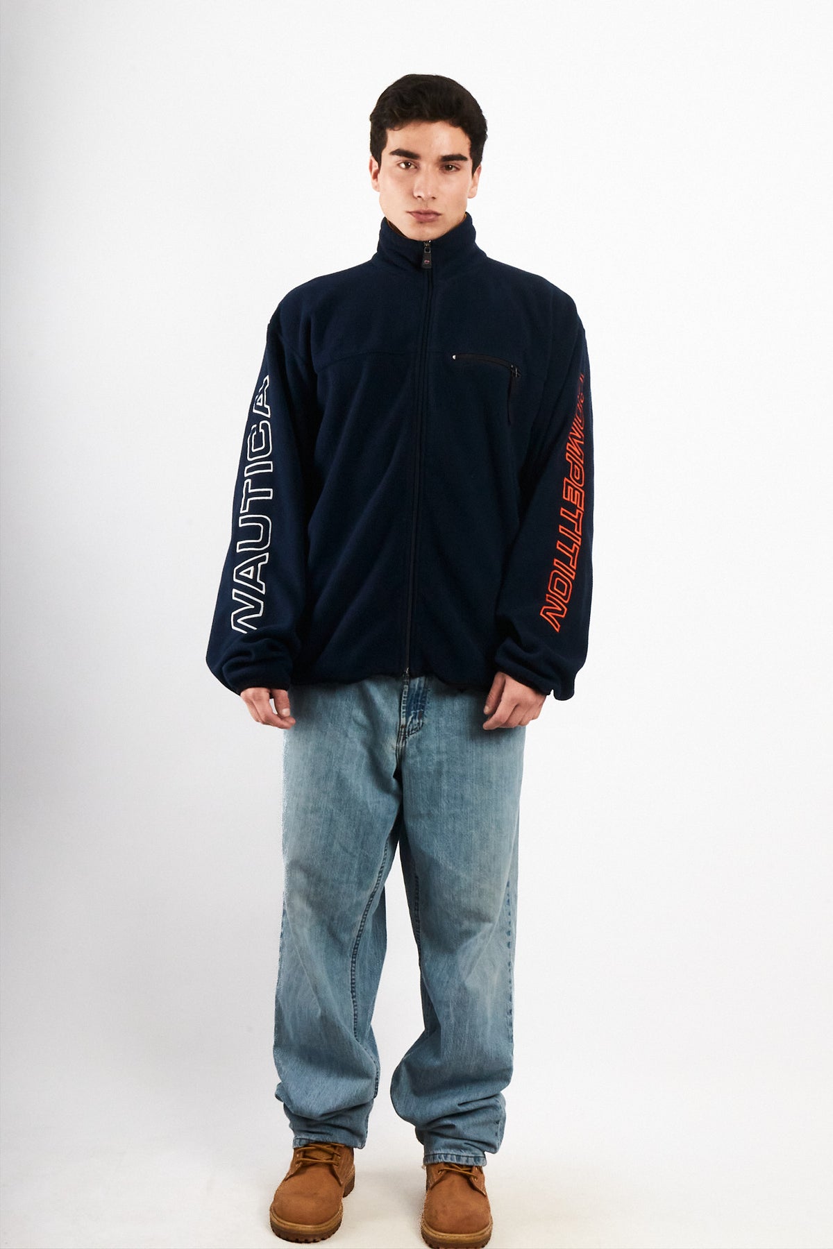 2000 Vintage Nautica Competition Fleece Spellout Jacket (L/XL)