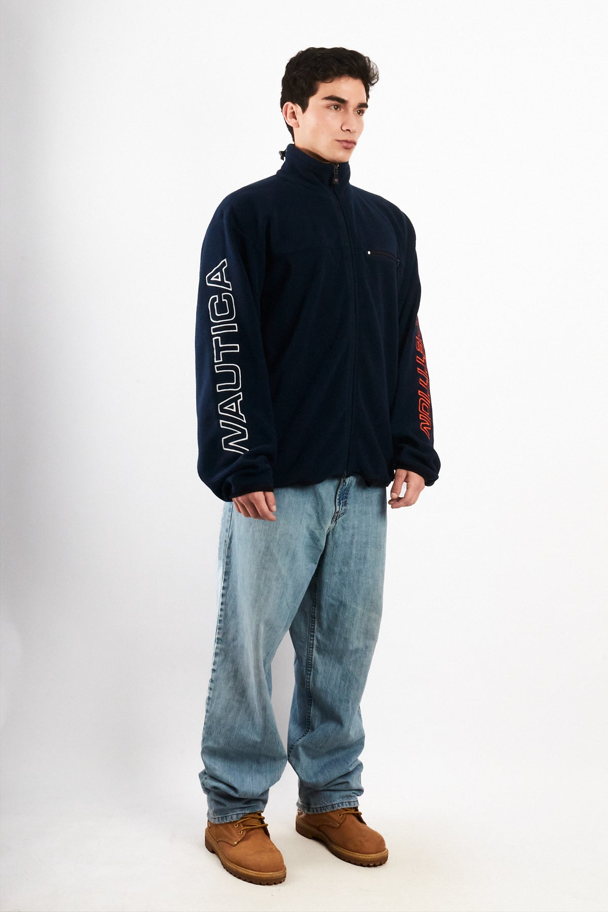 2000 Vintage Nautica Competition Fleece Spellout Jacket (L/XL)