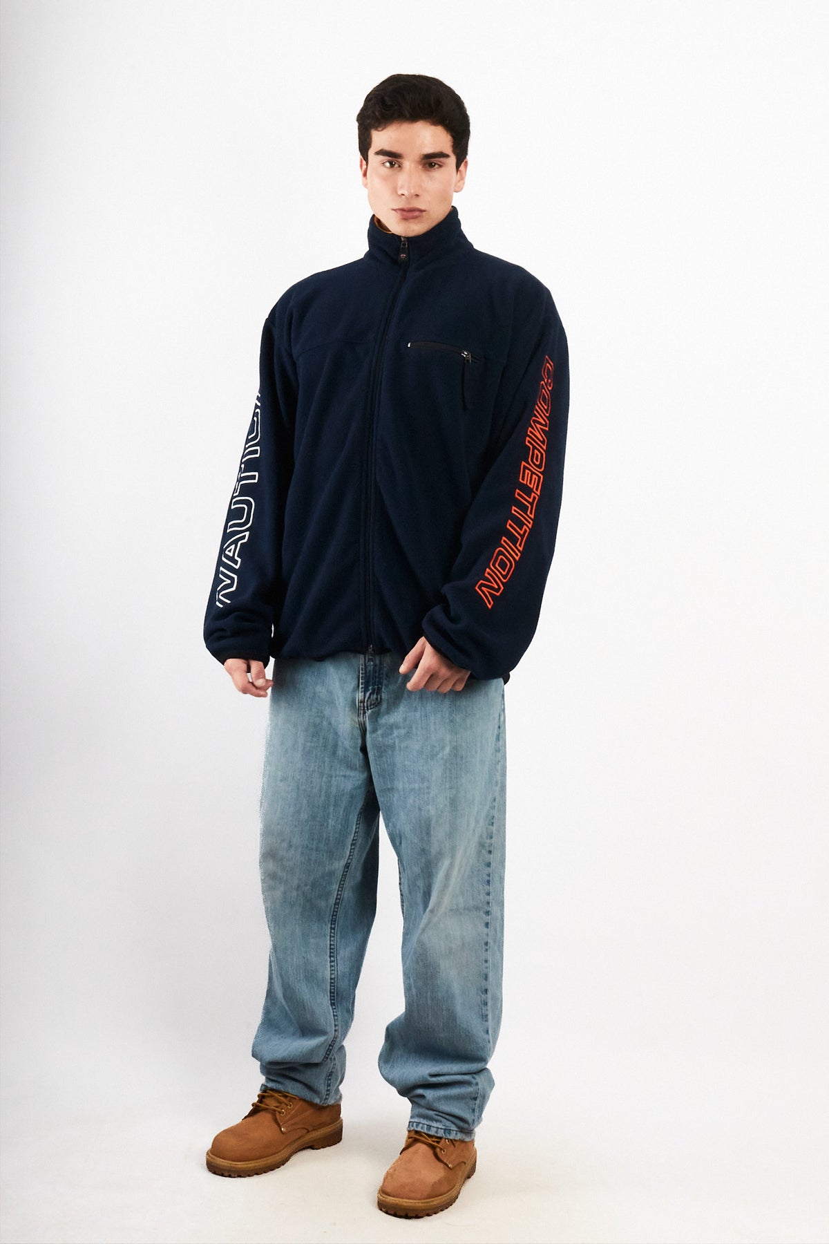 2000 Vintage Nautica Competition Fleece Spellout Jacket (L/XL)