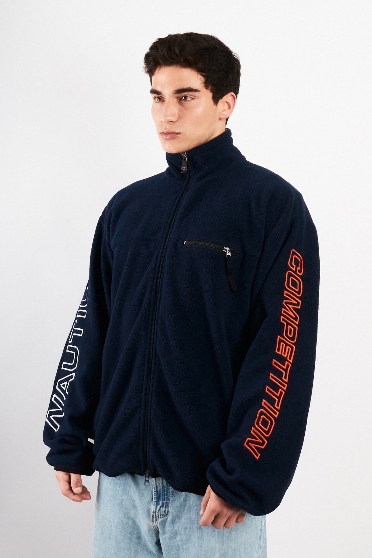 2000 Vintage Nautica Competition Fleece Spellout Jacket (L/XL)