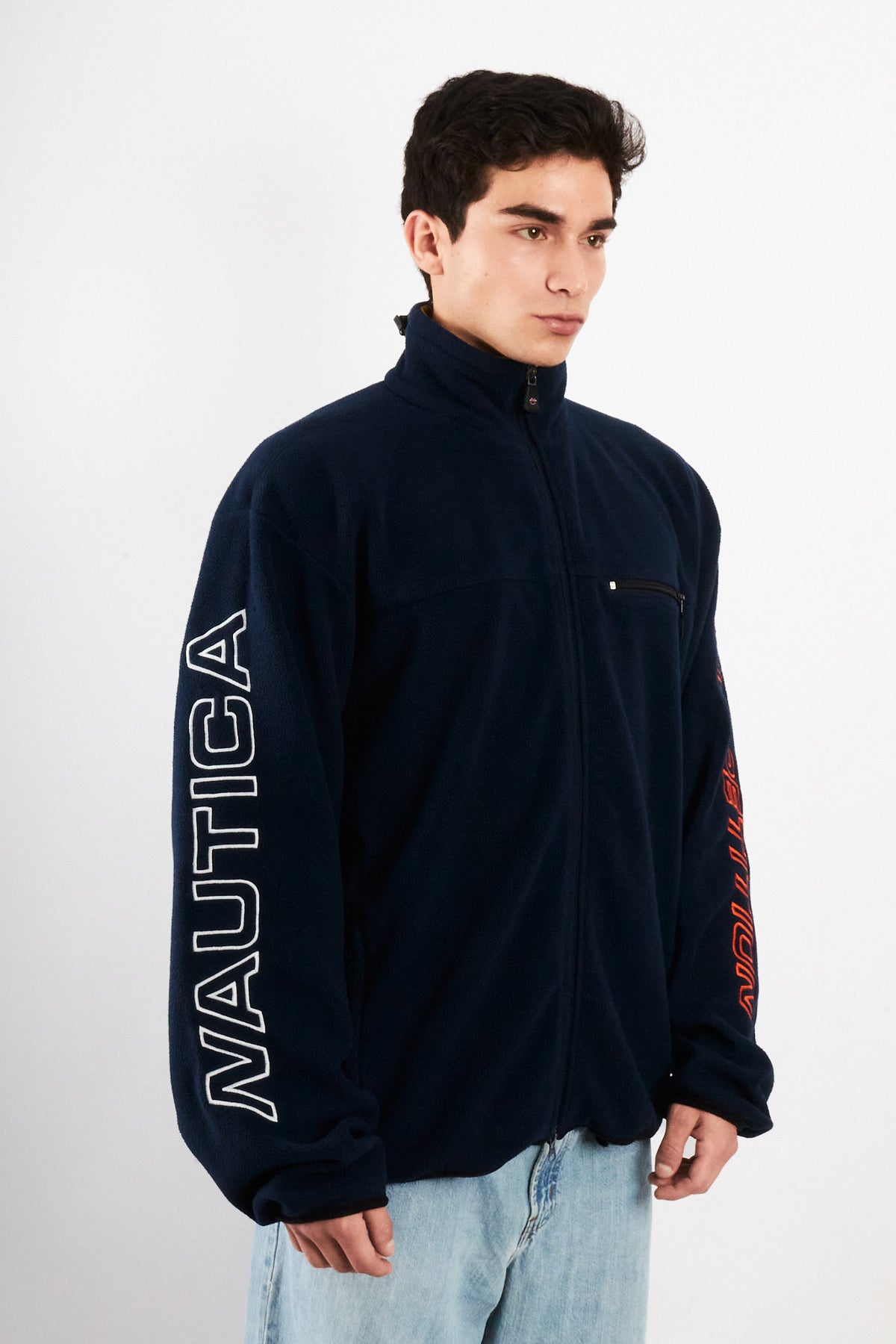 2000 Vintage Nautica Competition Fleece Spellout Jacket (L/XL)
