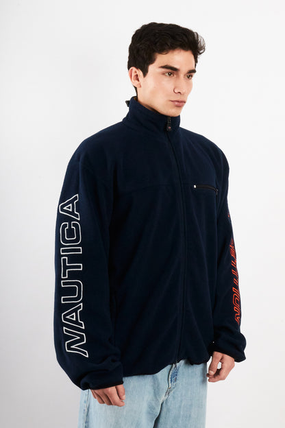 2000 Vintage Nautica Competition Fleece Spellout Jacket (L/XL)