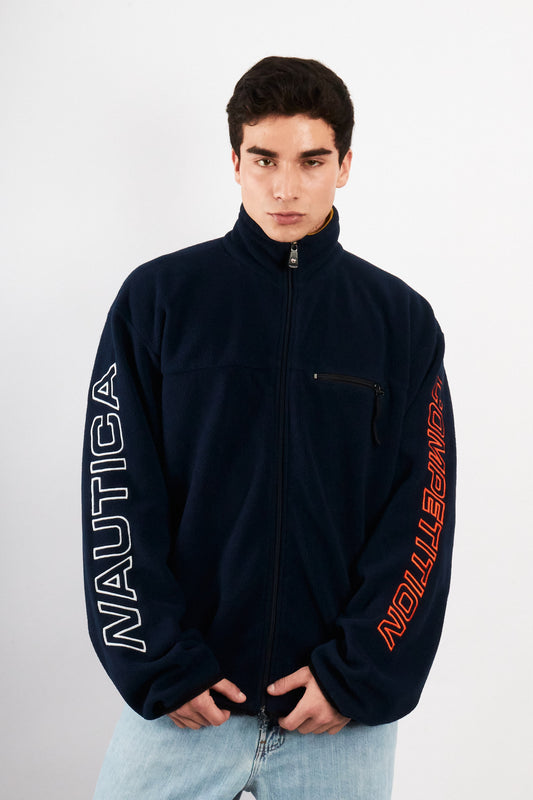 2000 Vintage Nautica Competition Fleece Spellout Jacket (L/XL)