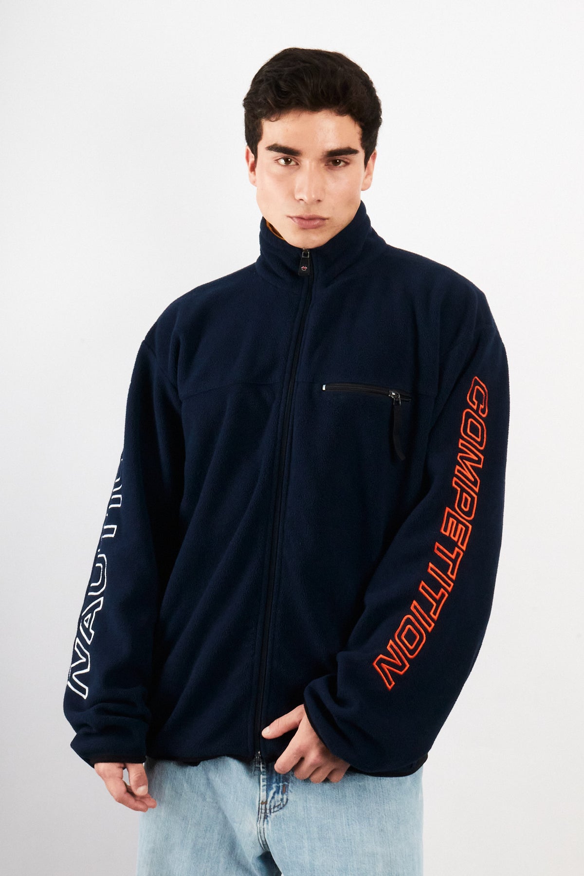 2000 Vintage Nautica Competition Fleece Spellout Jacket (L/XL)