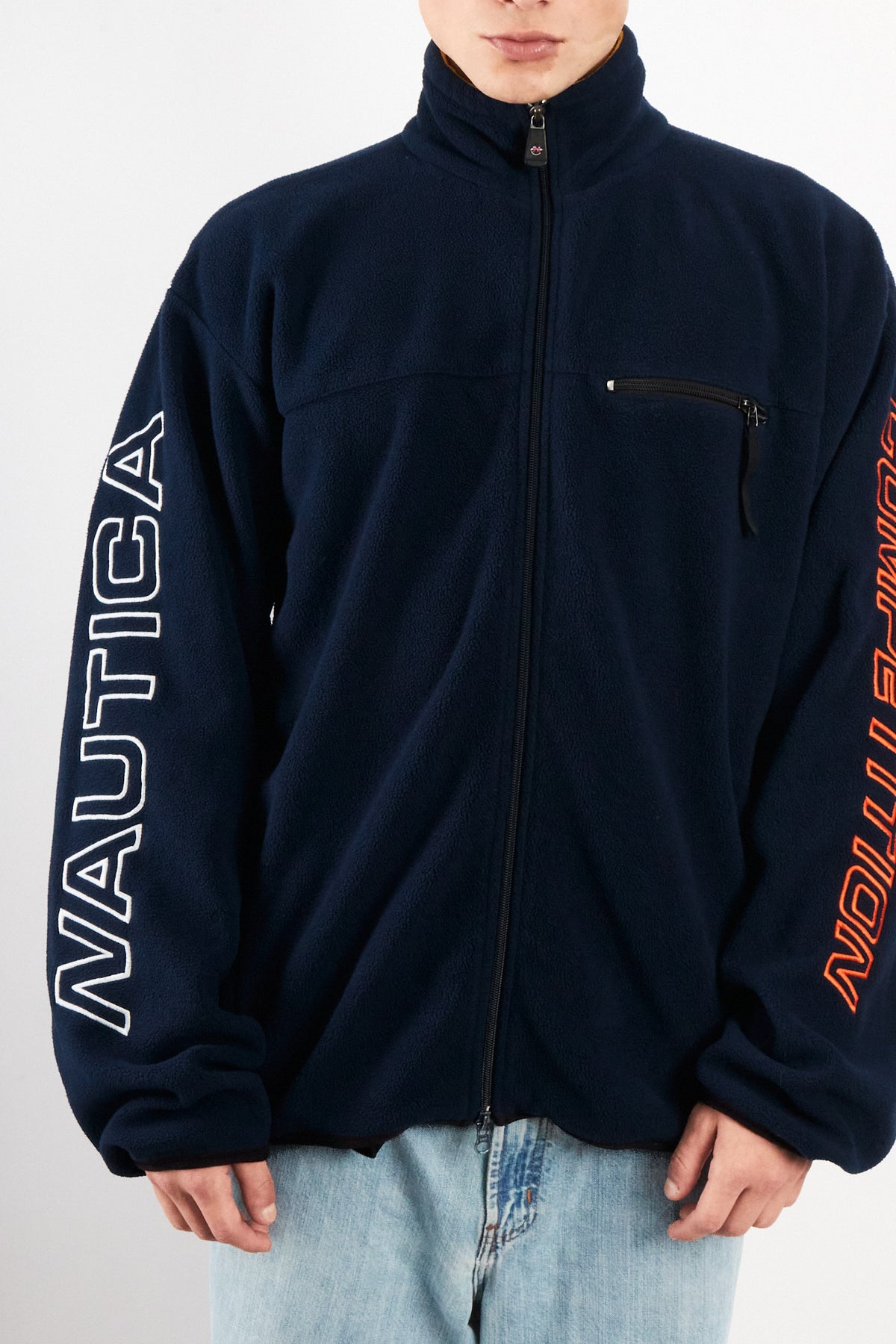 2000 Vintage Nautica Competition Fleece Spellout Jacket (L/XL)
