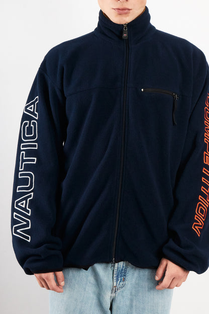 2000 Vintage Nautica Competition Fleece Spellout Jacket (L/XL)