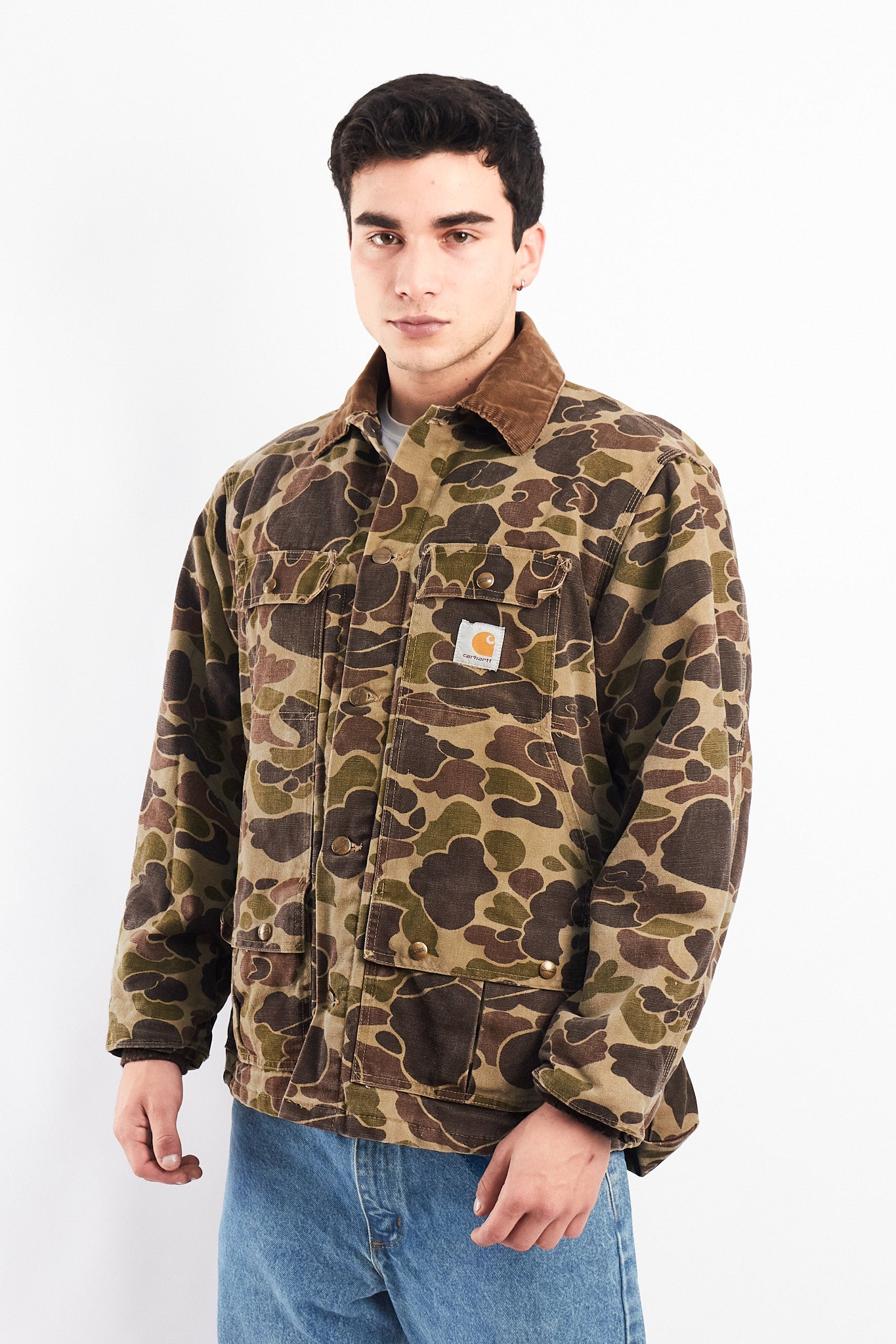 1985 Vintage Carhartt CQ103 Duck Camo Hunting Jacket (M/L)