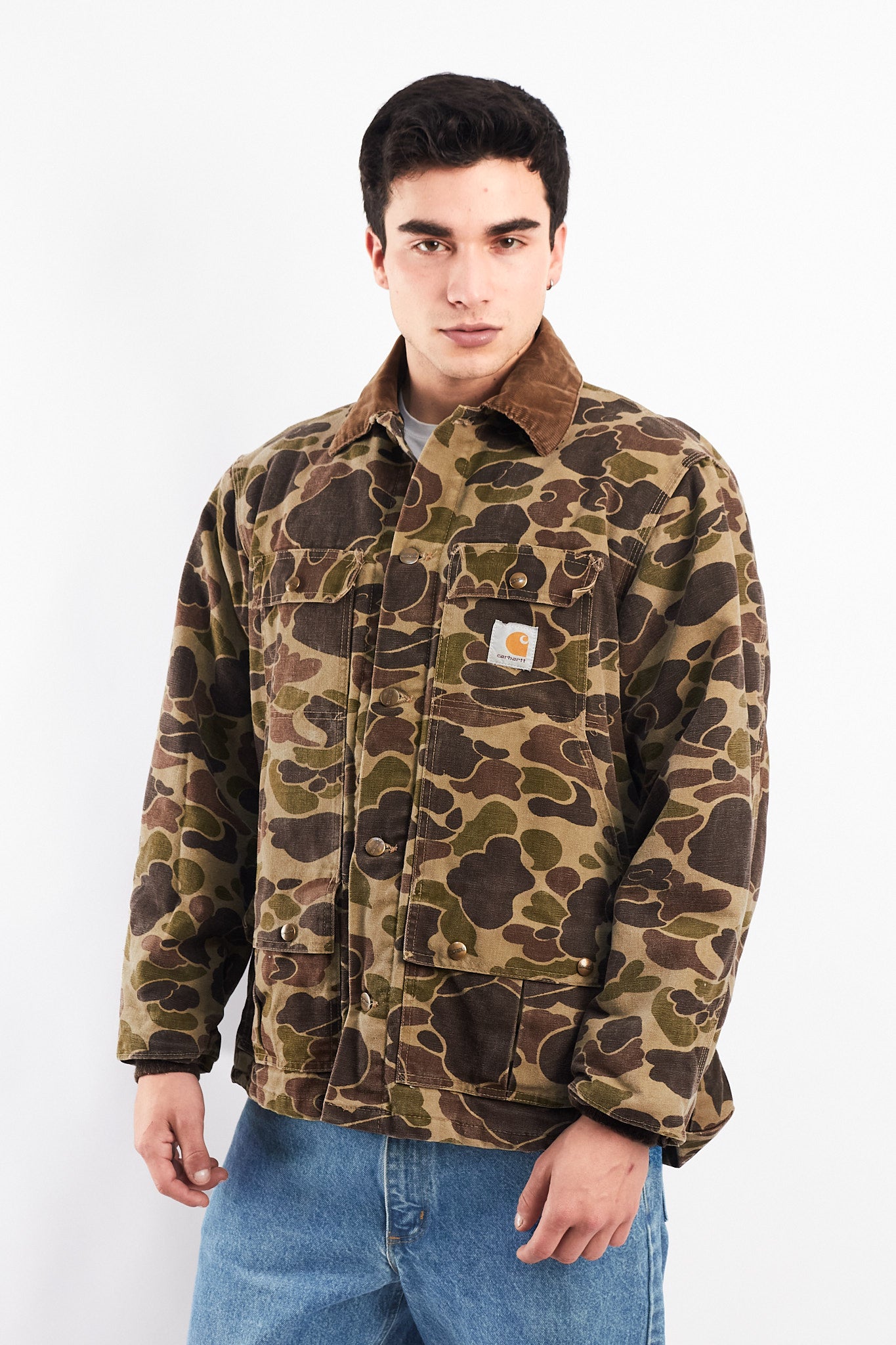 1985 Vintage Carhartt CQ103 Duck Camo Hunting Jacket (M/L)