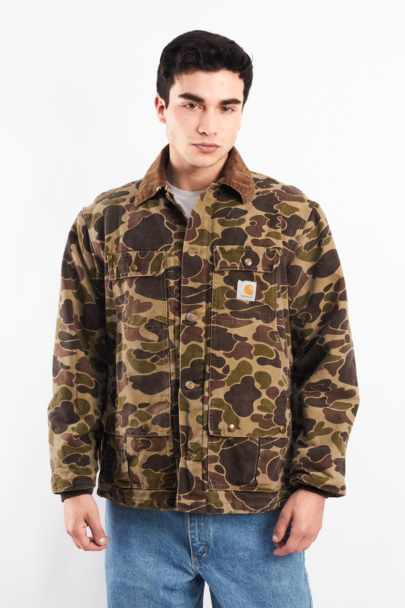 1985 Vintage Carhartt CQ103 Duck Camo Hunting Jacket (M/L)