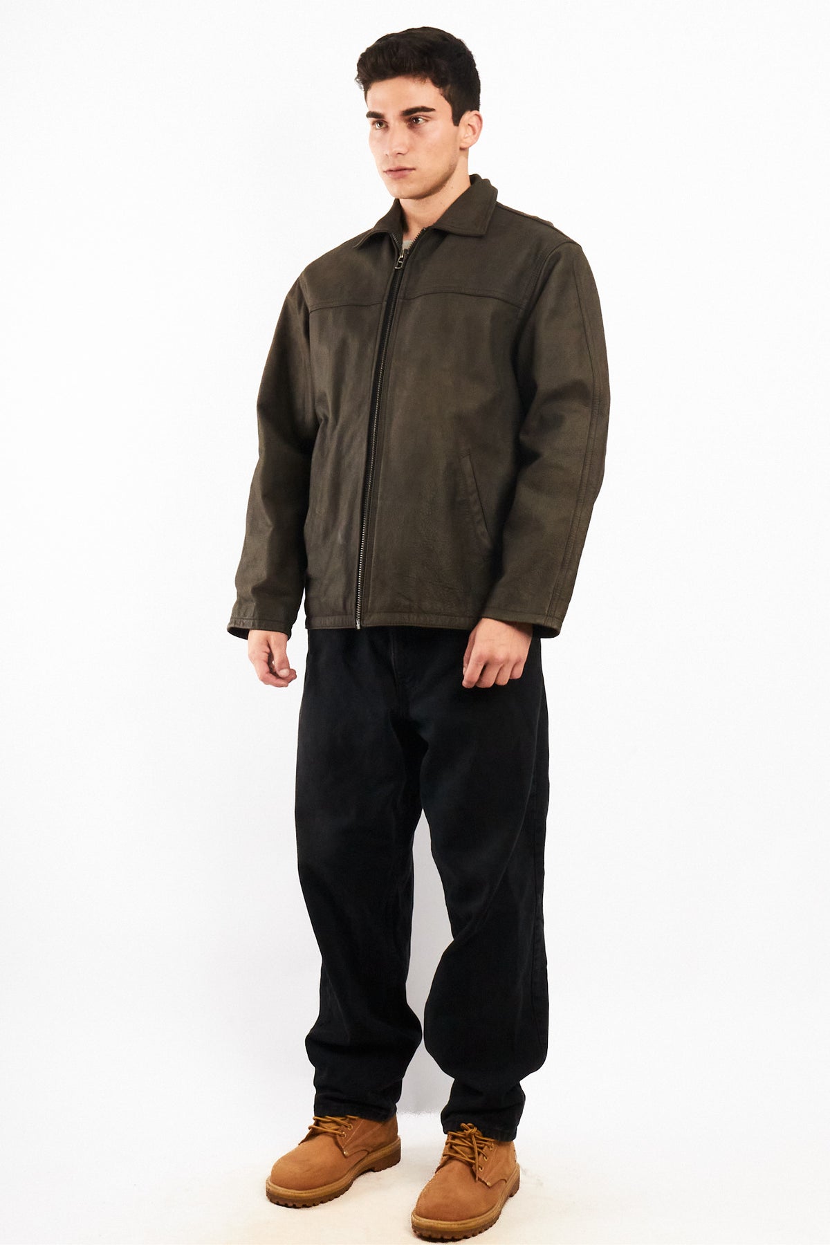 2000 Vintage Navigata Leather Gray Harrington (M/L)