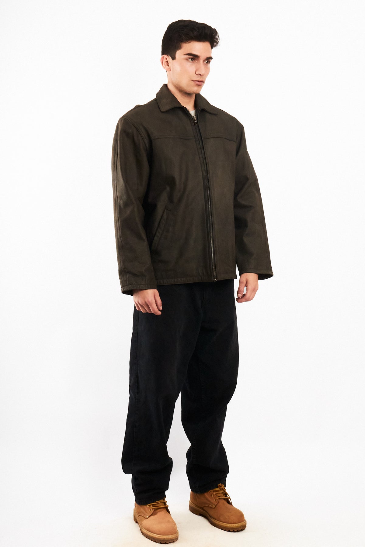 2000 Vintage Navigata Leather Gray Harrington (M/L)