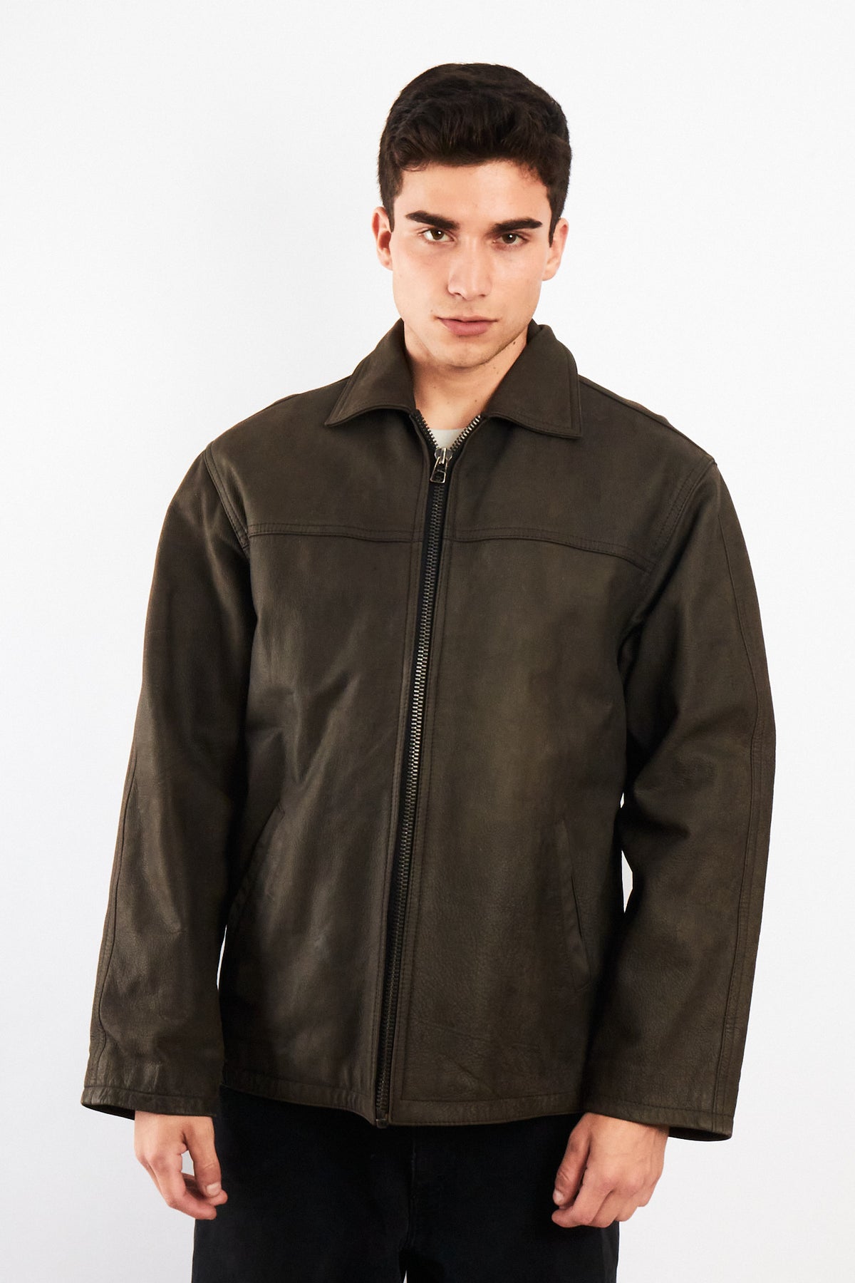 2000 Vintage Navigata Leather Gray Harrington (M/L)