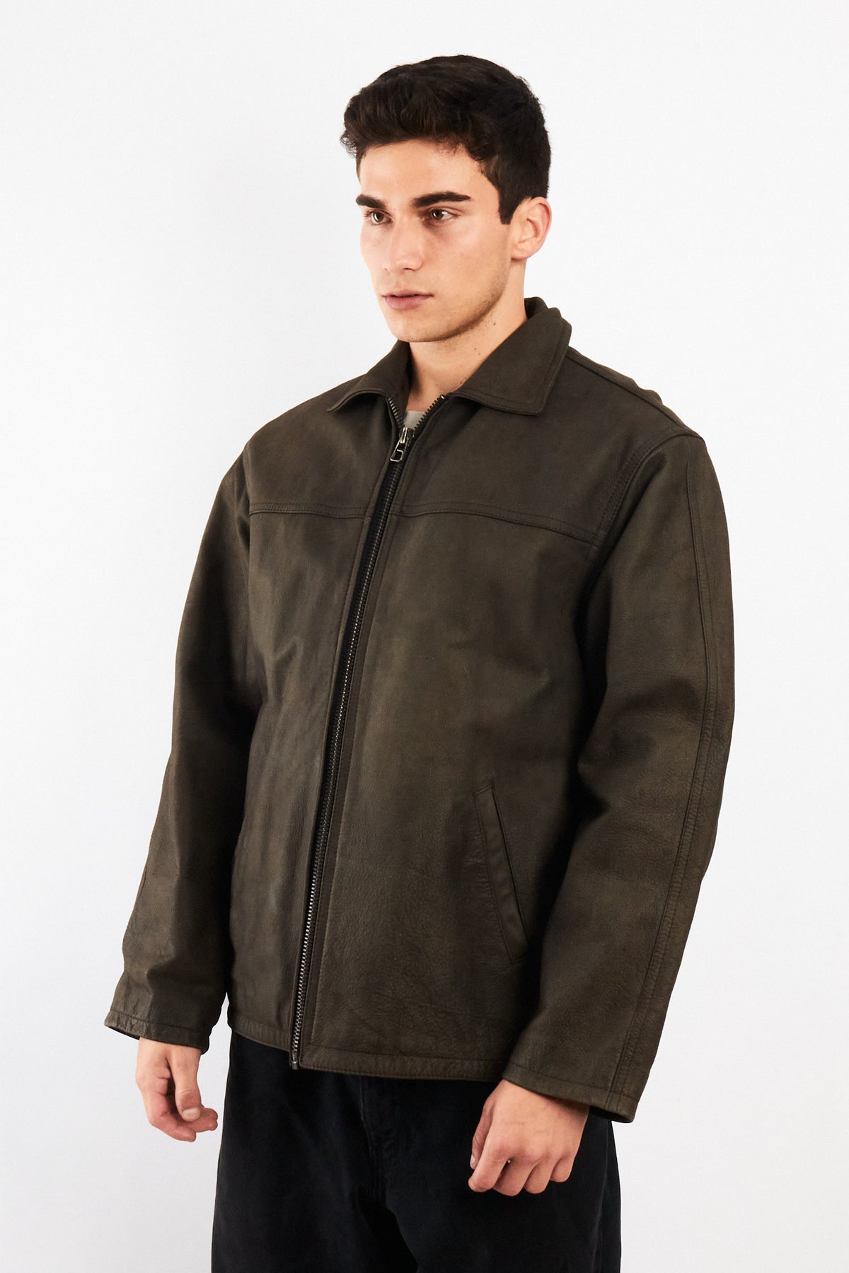 2000 Vintage Navigata Leather Gray Harrington (M/L)