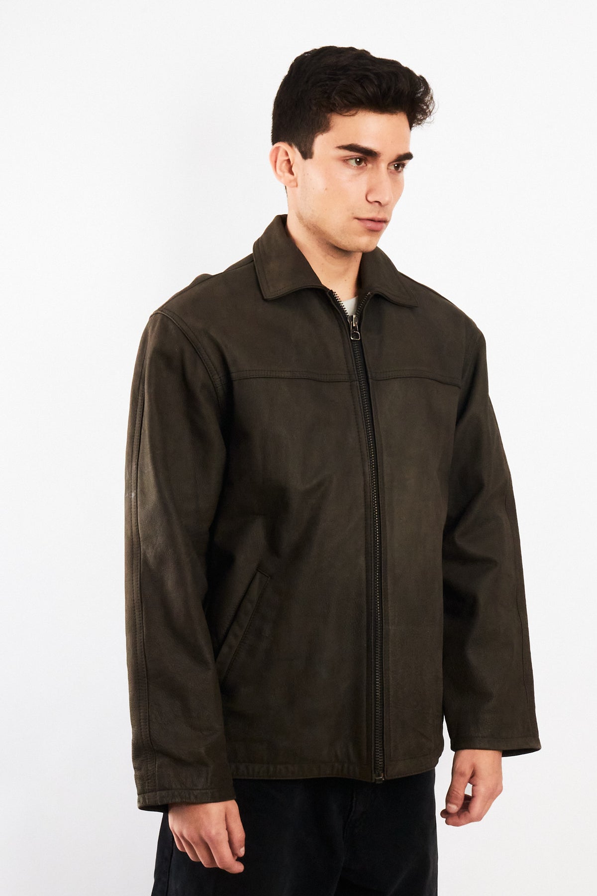 2000 Vintage Navigata Leather Gray Harrington (M/L)