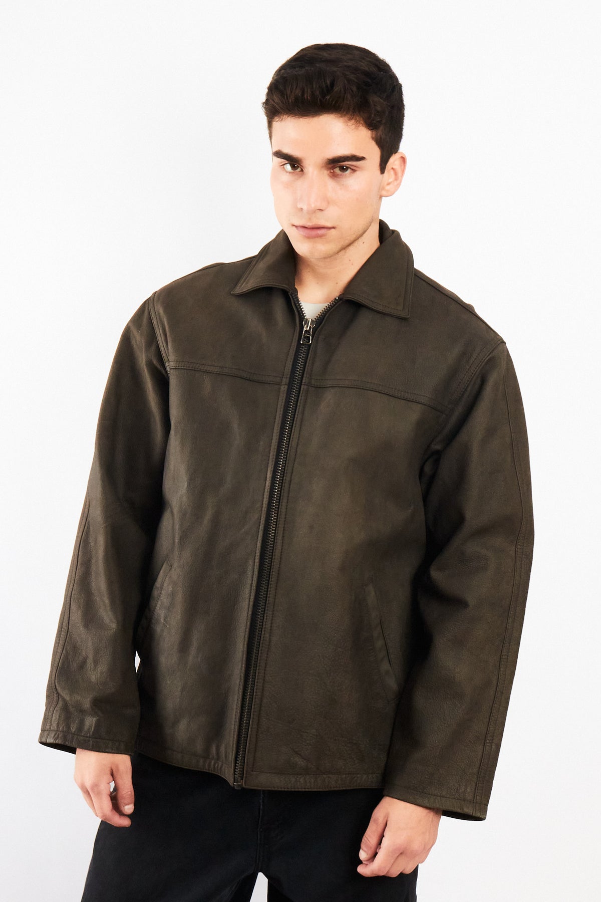 2000 Vintage Navigata Leather Gray Harrington (M/L)
