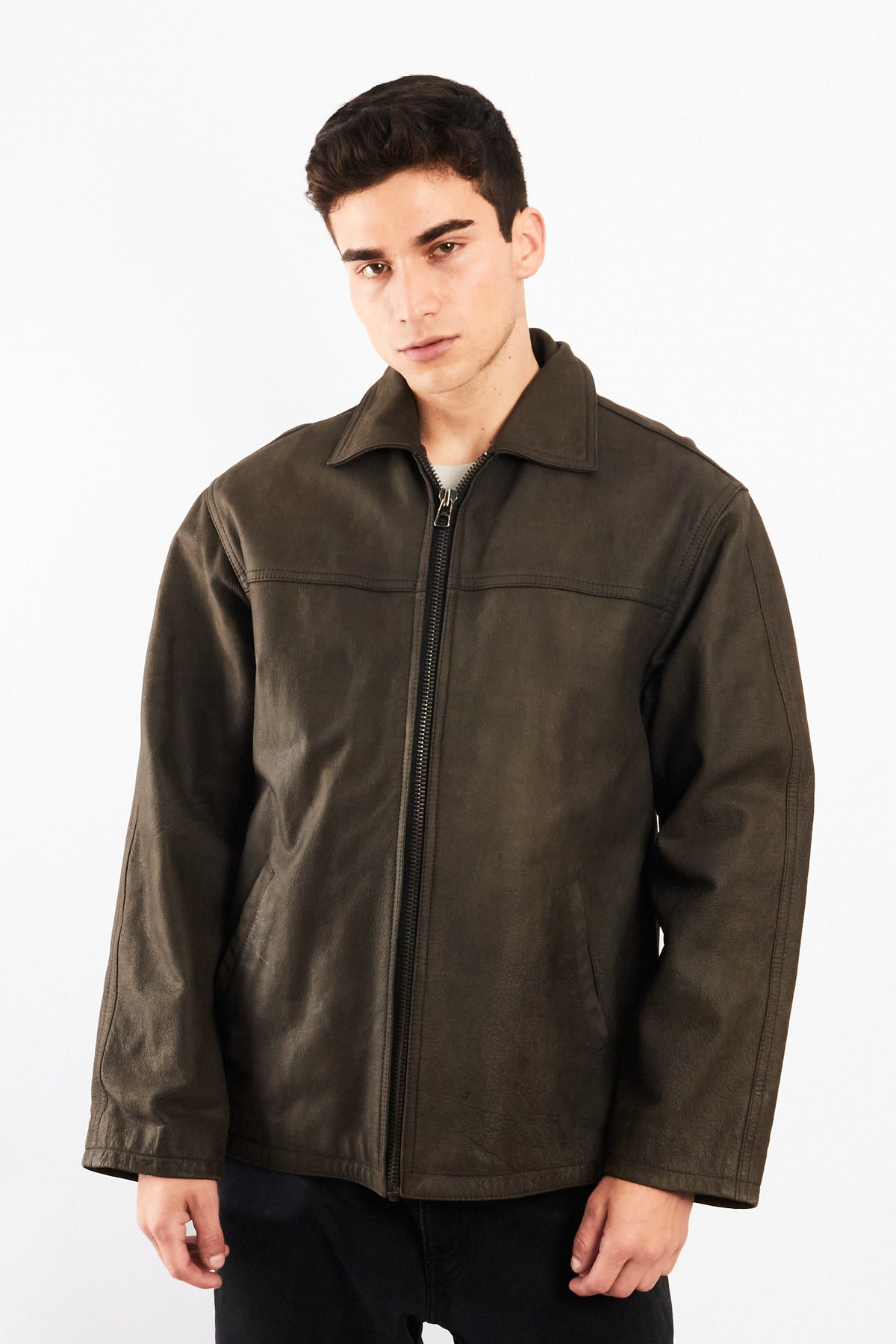 2000 Vintage Navigata Leather Gray Harrington (M/L)