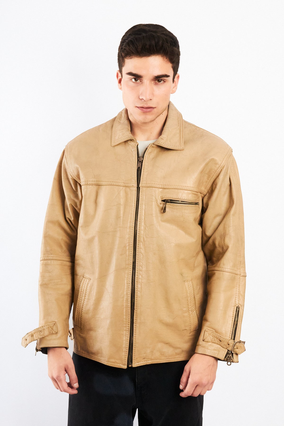 2000 Vintage Nude Leather Utily Jacket (M/L)