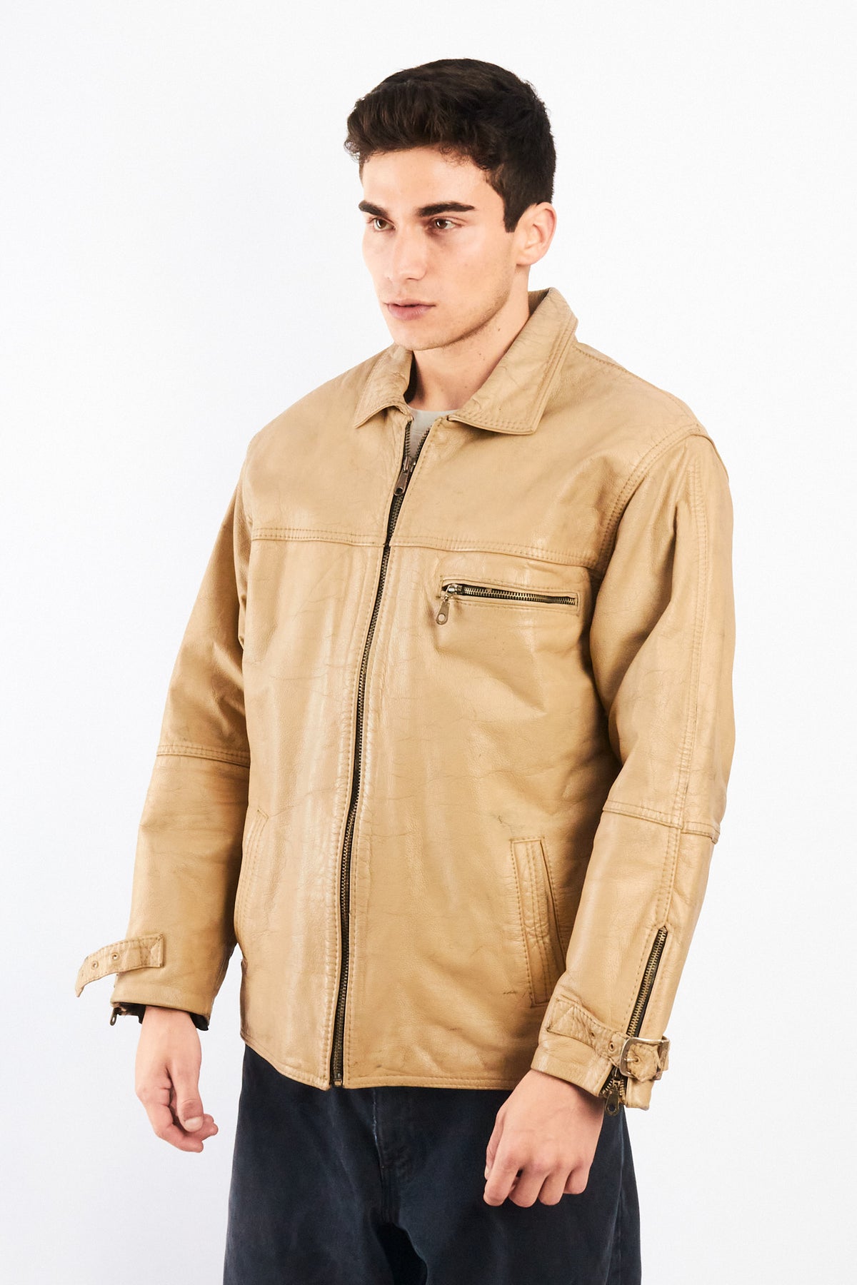 2000 Vintage Nude Leather Utily Jacket (M/L)