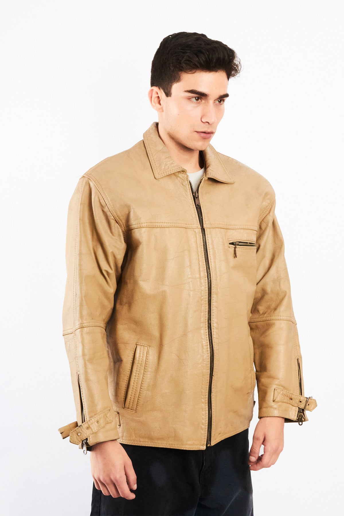 2000 Vintage Nude Leather Utily Jacket (M/L)