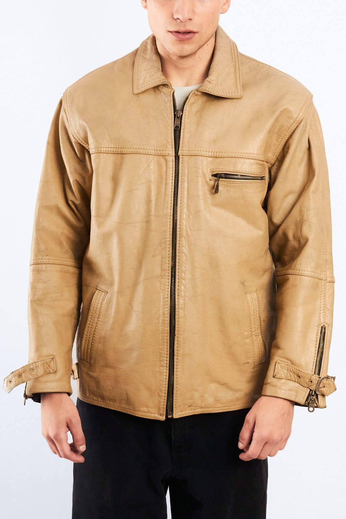 2000 Vintage Nude Leather Utily Jacket (M/L)