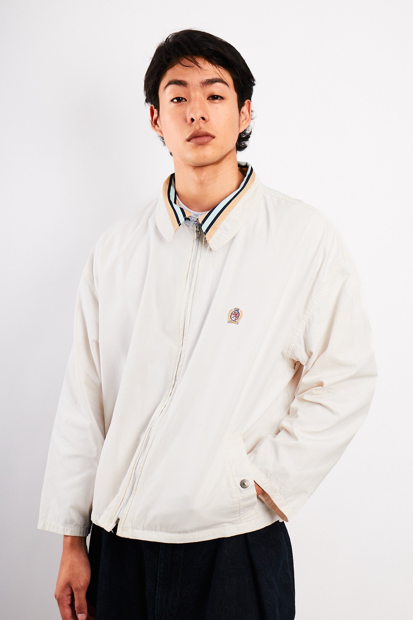 1990 Vintage Tommy Hilfiger Lion's Emblem White Harrington (M/L)