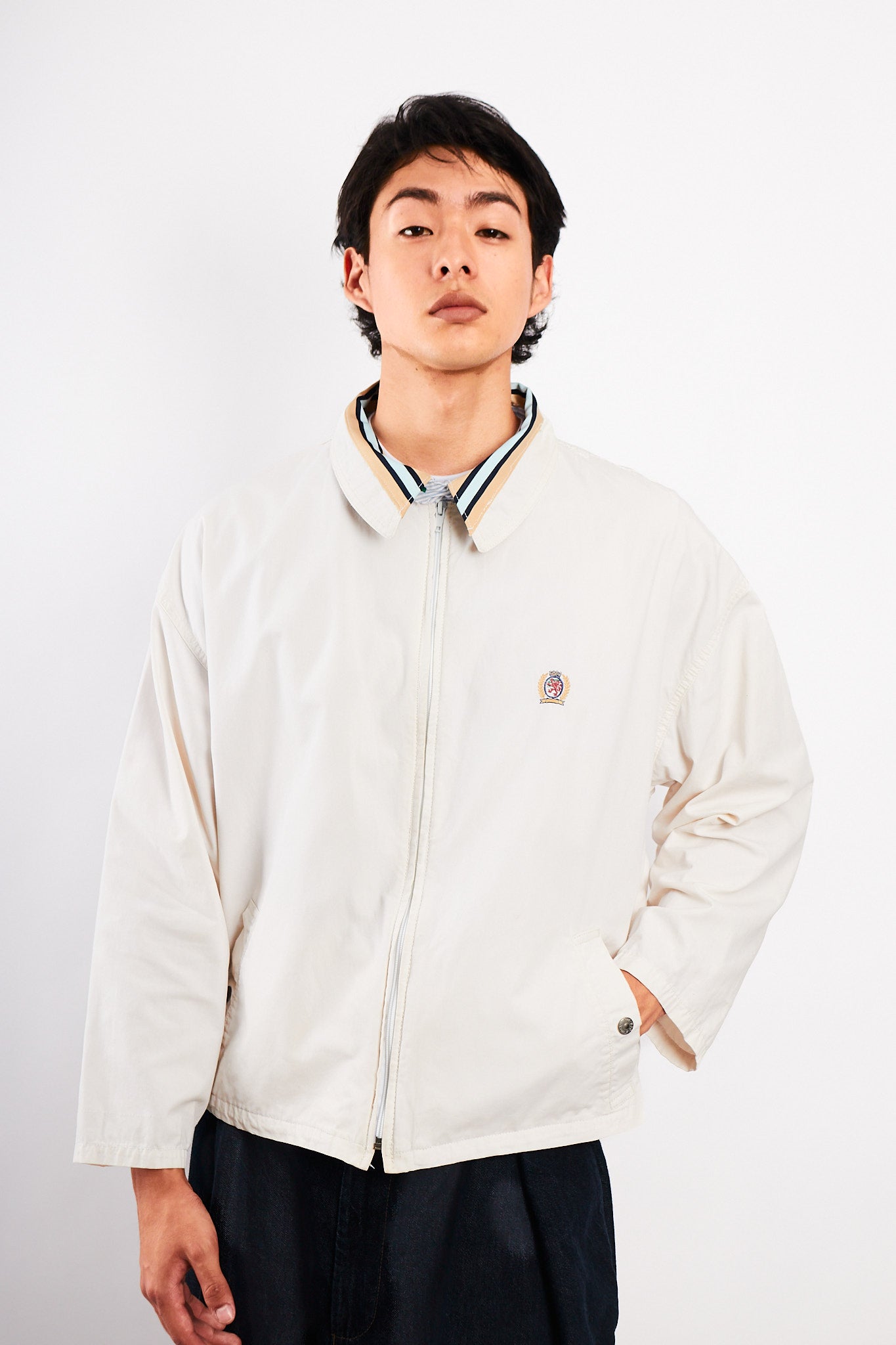 1990 Vintage Tommy Hilfiger Lion's Emblem White Harrington (M/L)
