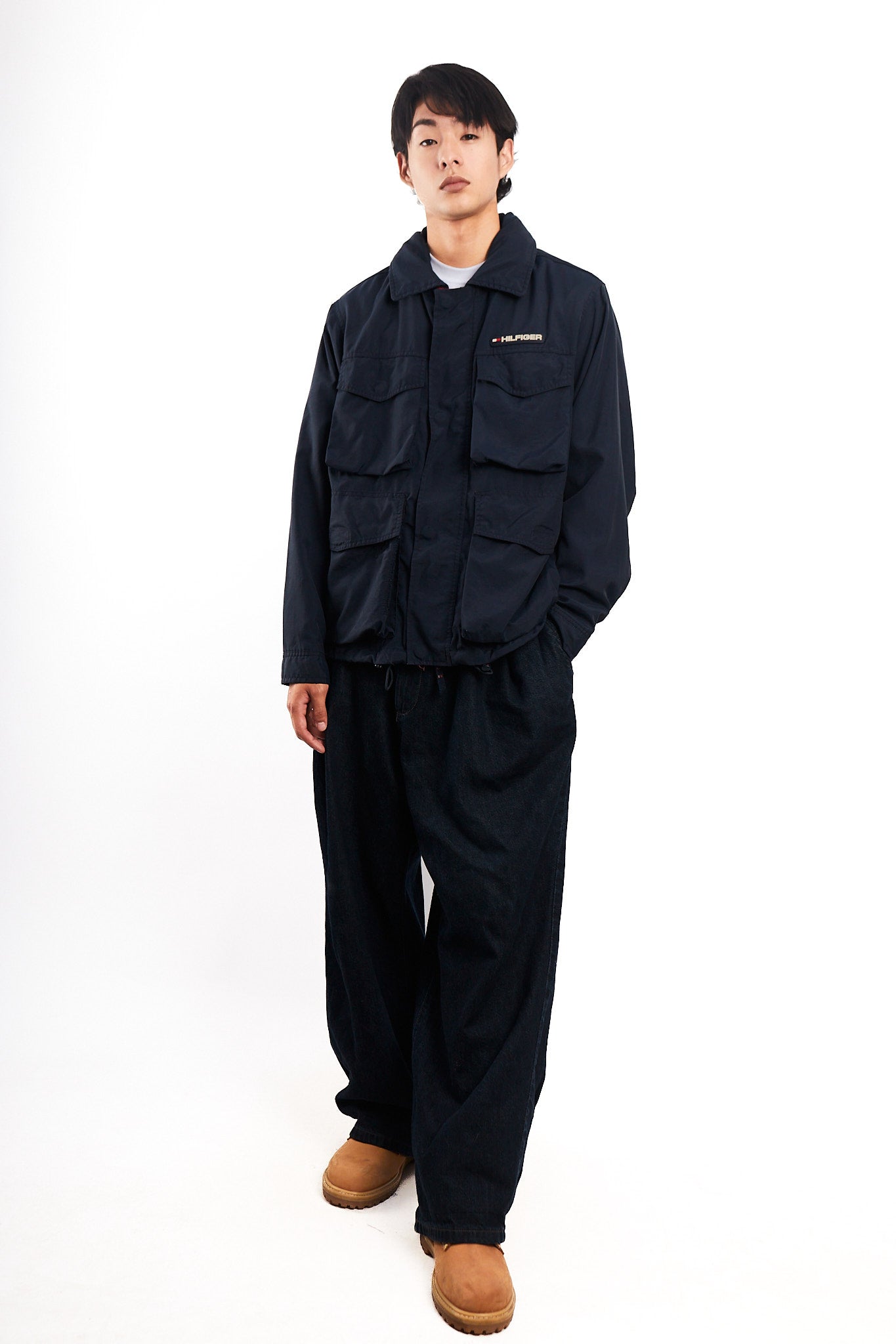 2000 Vintage Tommy Hilfiger Flag Collar Cargo Jacket (M)