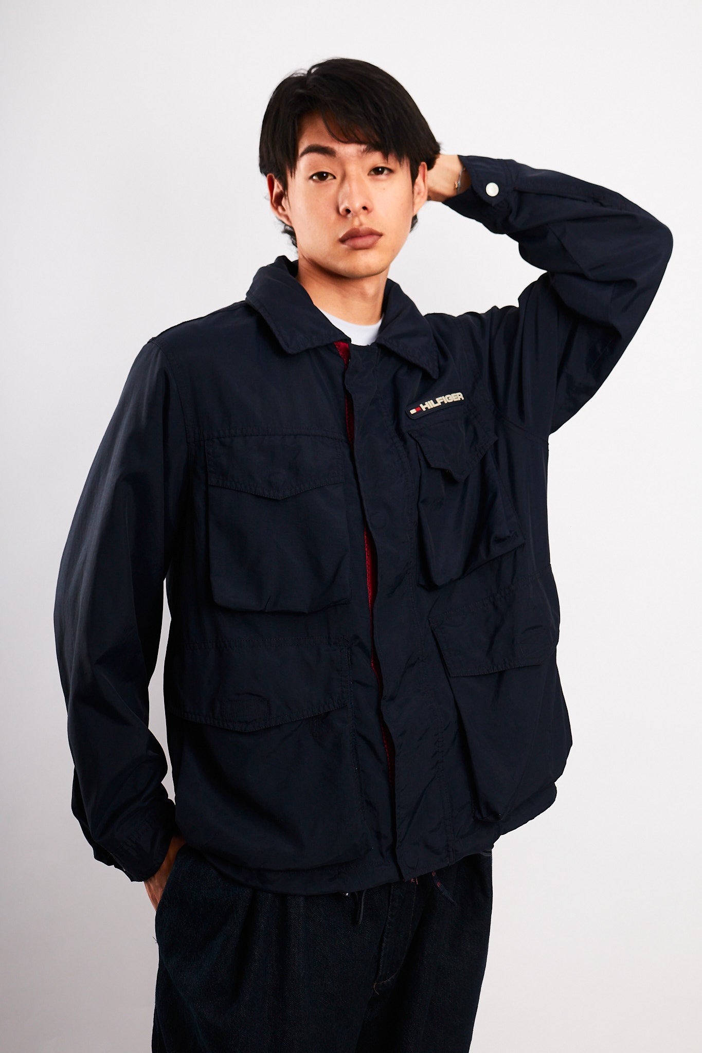 2000 Vintage Tommy Hilfiger Flag Collar Cargo Jacket (M)