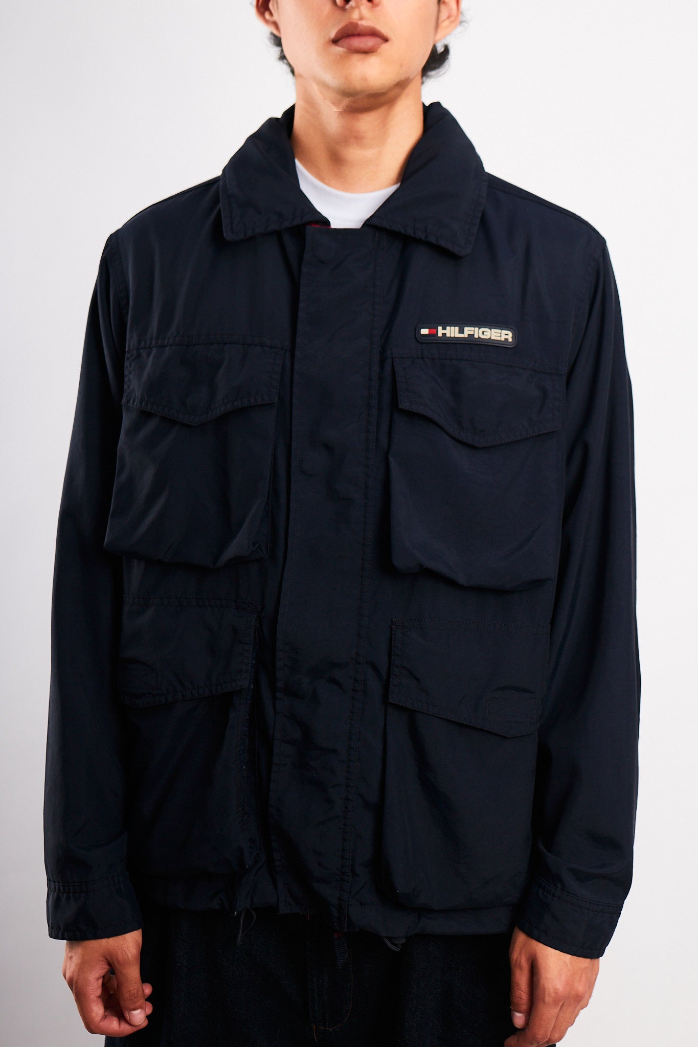 2000 Vintage Tommy Hilfiger Flag Collar Cargo Jacket (M)