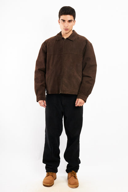 2000 Vintage Chocolate Suede Bomber Jacket (M)